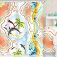 thumbnail image 1 of Tropical Shower Curtain - Colorful Design on Peach Background, 1 of 5