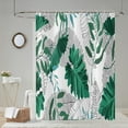 thumbnail image 1 of Tropical Shower Curtain, Dark Green Palm Leaves Plants Pattern White Black Branches Botanical Bath Curtains Waterproof Fabric with Hooks for Home Decor, 72Wx84H, 1 of 6