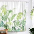 thumbnail image 1 of Tropical Shower Curtain, Leaves Jungle Shower Curtain Palm Bathroom Shower Curtain Set Heavyweight with 12 hooks, Green white 72" x 72", 1 of 6
