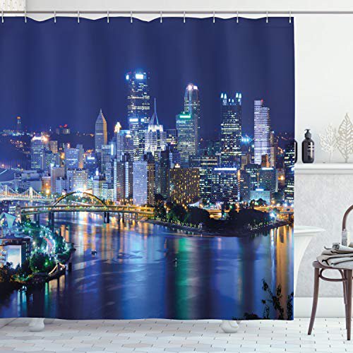 Tropical Shower Curtain Sunset Tropical Beach with Palm Trees Peaceful Ocean Evening View Resort Cloth Fabric Bathroom Decor Set with Hooks 69" W x 70" L Orange Black