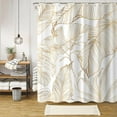 thumbnail image 1 of Tropical Shower Curtain, White and Gold Tropical Palms Monstera Banana Leaf Summer Bathroom Curtain Waterproof Fabric Machine Washable with Hooks, 72" Wx84 L, 1 of 5