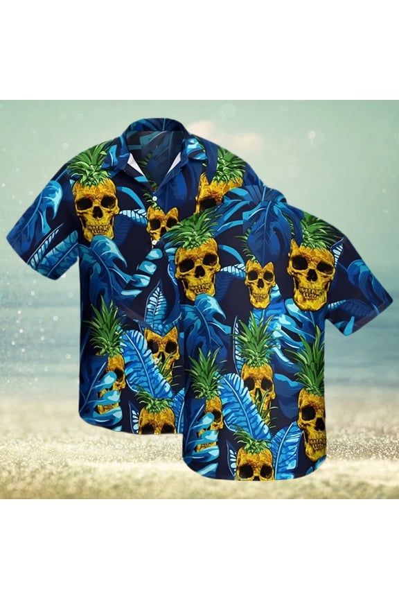Tropical Skull Pineapple Hawaiian Shirt