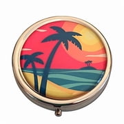 Tropical Small Daily Medication Pill Box Pocket Purse Travel Organizer Case