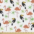 thumbnail image 1 of Ambesonne Tropical Fabric by the Yard Upholstery, Exotic Flamingo and Toucan, 1 Yard, Multicolor, 1 of 5