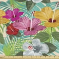 thumbnail image 1 of Ambesonne Tropical Fabric by the Yard Upholstery, Hibiscus Island Plants, 5 Yards, Multicolor, 1 of 5