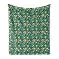 thumbnail image 1 of Tropical Soft Flannel Fleece Blanket, Butterflies Palm Leaves Plumeria Flower in Wild Jungle Spring Blossom, Cozy Plush for Indoor and Outdoor Use, 60" x 80", Forest Green Multicolor, by Ambesonne, 1 of 6