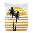 thumbnail image 1 of Tropical Soft Flannel Fleece Blanket, Coconut Palm Trees on Horizontal Tiled Background Summer Holiday Graphic, Cozy Plush for Indoor and Outdoor Use, 70" x 90", Apricot Yellow Black, by Ambesonne, 1 of 5