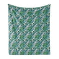 thumbnail image 1 of Tropical Soft Flannel Fleece Blanket, Digital Illustration Monstera Leaves Jungle Watercolor Gradient Nature, Cozy Plush for Indoor and Outdoor Use, 70" x 90", Shamrock Green Black, by Ambesonne, 1 of 6