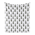 thumbnail image 1 of Tropical Soft Flannel Fleece Blanket, Hand Drawn Sketch Illustration of Pineapples on Off-white Background, Cozy Plush for Indoor and Outdoor Use, 50" x 70", Charcoal Grey and Ivory, by Ambesonne, 1 of 5