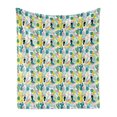 thumbnail image 1 of Tropical Soft Flannel Fleece Blanket, Island Aloha Nature Art Pattern with Toucan Flamingos Cactuses and Exotic Leaves, Cozy Plush for Indoor and Outdoor Use, 70" x 90", Multicolor, by Ambesonne, 1 of 6