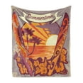 thumbnail image 1 of Tropical Soft Flannel Fleece Blanket, Retro Summertime Typography with Surfboards and Exotic Plants Graphic, Cozy Plush for Indoor and Outdoor Use, 60" x 80", Orange Maroon Bluegrey, by Ambesonne, 1 of 5