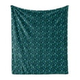 thumbnail image 1 of Tropical Soft Flannel Fleece Throw Blanket, Aqua Color Line Art Exotic Ginkgo Leaves Repeating Pattern, Cozy Plush for Indoor and Outdoor Use, 50" x 70", Turquoise Dark Teal, by Ambesonne, 1 of 5