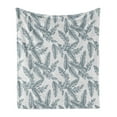 thumbnail image 1 of Tropical Soft Flannel Fleece Throw Blanket, Banana Palm Leaves Pattern Foliage Hawaiian Jungle Rainforest Graphic, Cozy Plush for Indoor and Outdoor Use, 50" x 70", Slate Blue Pale Grey, by Ambesonne, 1 of 5