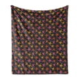 thumbnail image 1 of Tropical Soft Flannel Fleece Throw Blanket, Exotic Birds of Paradise Flower Silhouettes Hawaii Nature, Cozy Plush for Indoor and Outdoor Use, 60" x 80", Dark Blue Orange, by Ambesonne, 1 of 5