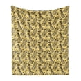 thumbnail image 1 of Tropical Soft Flannel Fleece Throw Blanket, Exotic Hawaiian Nature Sketchy Pineapples Flowers and Palms, Cozy Plush for Indoor and Outdoor Use, 50" x 60", Yellow Grey, by Ambesonne, 1 of 5