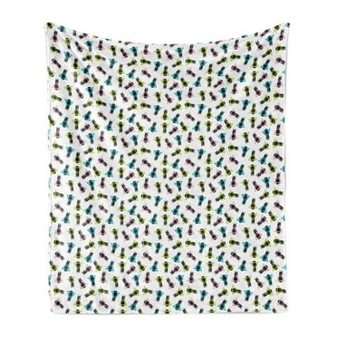 Tropical Soft Flannel Fleece Throw Blanket, Exotic Monochrome Style Pineapples in Triangle Shapes, Cozy Plush for Indoor and Outdoor Use, 70" x 90", Charcoal Grey White, by Ambesonne