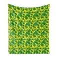 thumbnail image 1 of Tropical Soft Flannel Fleece Throw Blanket, Exotic Plants Illustration with Coconut Fruits Hanging on a Tree, Cozy Plush for Indoor and Outdoor Use, 50" x 60", Yellow Green and Caramel, by Ambesonne, 1 of 5