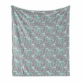 thumbnail image 1 of Tropical Soft Flannel Fleece Throw Blanket, Graphical Illustration of Hawaiian Leaves Exotic Foliage, Cozy Plush for Indoor and Outdoor Use, 60" x 80", Pale Seafoam Baby Pink, by Ambesonne, 1 of 5