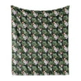 thumbnail image 1 of Tropical Soft Flannel Fleece Throw Blanket, Pattern of Bouquet with Exotic Flowers Leaves Palms and Flamingos, Cozy Plush for Indoor and Outdoor Use, 50" x 70", Hunter Green Multicolor, by Ambesonne, 1 of 5