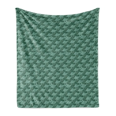 Tropical Soft Flannel Fleece Throw Blanket, Pattern of Exotic Palm Leaves Hawaiian Jungle Elements, Cozy Plush for Indoor and Outdoor Use, 50" x 60", Seafoam Green, by Ambesonne