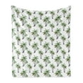 thumbnail image 1 of Tropical Soft Flannel Fleece Throw Blanket, Retro Tropic Jungle Theme with Green Hawaiian Palm Trees Pattern on White, Cozy Plush for Indoor and Outdoor Use, 50" x 70", Green Grey White, by Ambesonne, 1 of 5