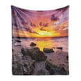thumbnail image 1 of Tropical Soft Flannel Fleece Throw Blanket, Sunset at the Beach Horizon on Island Idyllic Weather Landscape, Cozy Plush for Indoor and Outdoor Use, 50" x 70", Mauve Salmon Lilac, by Ambesonne, 1 of 5
