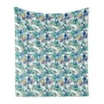 thumbnail image 1 of Tropical Soft Flannel Fleece Throw Blanket, Toucan Bird Hipster Monstera Leaves and Plants Island Ocean Theme, Cozy Plush for Indoor and Outdoor Use, 50" x 60", Violet Blue Sea Green, by Ambesonne, 1 of 5