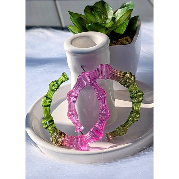 RubyLee Elegance Tropical Hoop Purple and Green Earrings for Women
