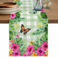 thumbnail image 1 of Tropical Spring Table Runner 90 Inches, Floral Leaves Butterflies Sage Green Plaid Bed Runner Dresser Scarves Tabletop for Indoor Outdoor Parties/Ceremony/Banquet, 13" x 90", 1 of 9