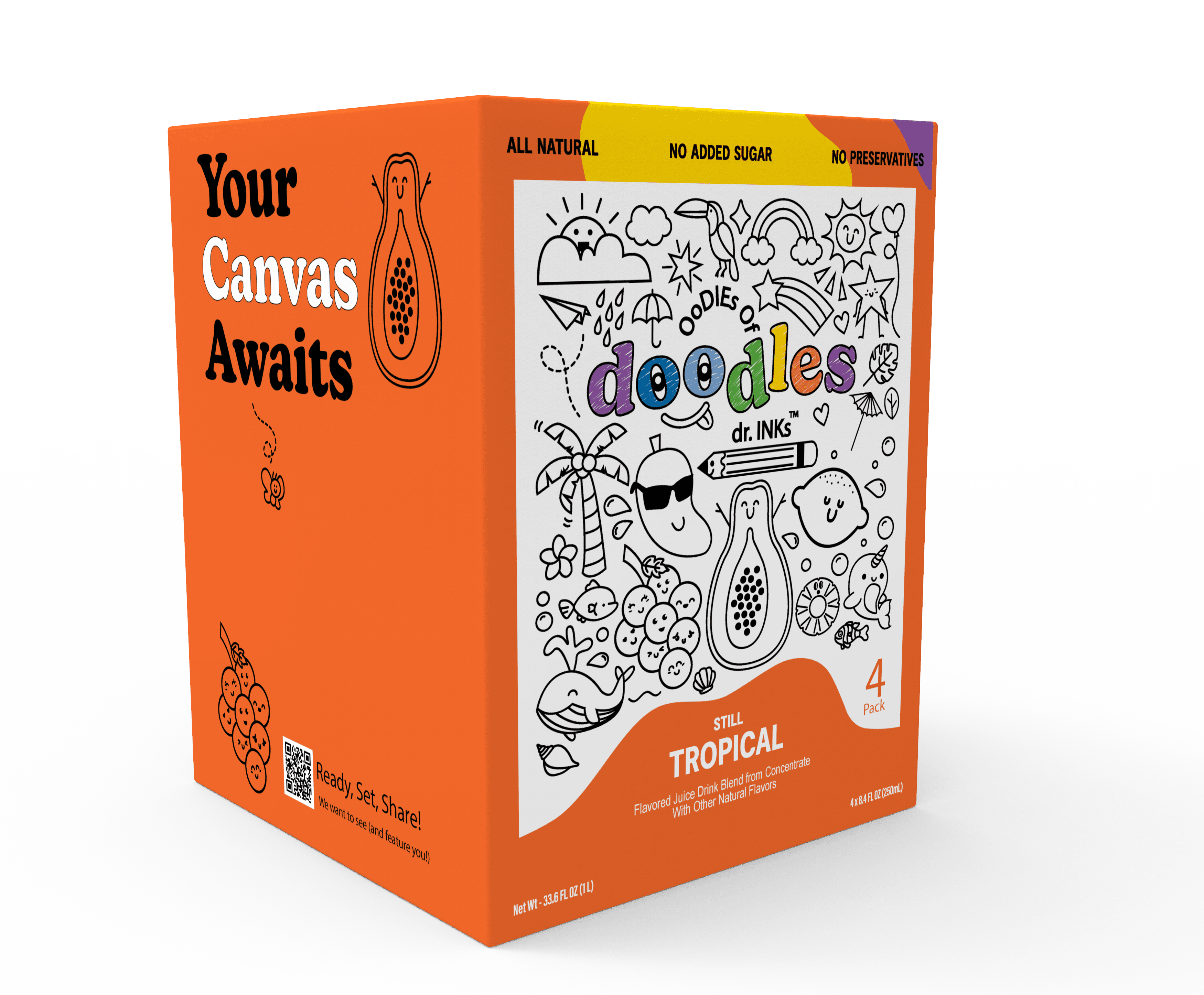 Oodles Of Doodles Tropical Kids Beverage Still, Color On The Can, 8.4 ...