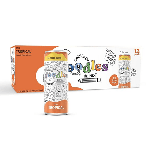 Tropical Still -Introducing Oodles of Doodles – where fun meets flavor! Our 8.4 oz 12-pack is a creative adventure for kids.