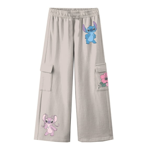 Stitch Girls Graphic Cargo Fleece Sweatpants, Sizes 4-16