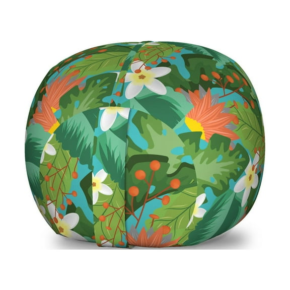 Tropical Storage Toy Bag Chair, Close up Scene of Exotic Plantation, Stuffed Animal Organizer Washable Bag, Small Size, Multicolor, by Ambesonne