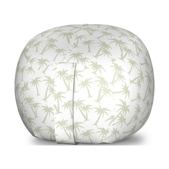 Tropical Storage Toy Bag Chair, Tropical Coconut Palm Trees Pattern Print Exotic Hawaiian Wild Lands Holiday Theme, Stuffed Animal Organizer Washable Bag, Large Size, Grey White, by Ambesonne