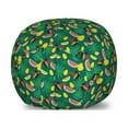 thumbnail image 1 of Tropical Storage Toy Bag Chair, Continuous Print of Exotic Crested Bird Monstera Watermelon Pineapple, Stuffed Animal Organizer Washable Bag, Small Size, Forest Green Multicolor, by Ambesonne, 1 of 3