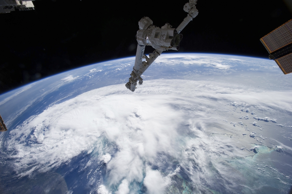 Tropical Storm Arthur as seen from the International Space Station Canvas Art - Stocktrek Images (35 x 24)