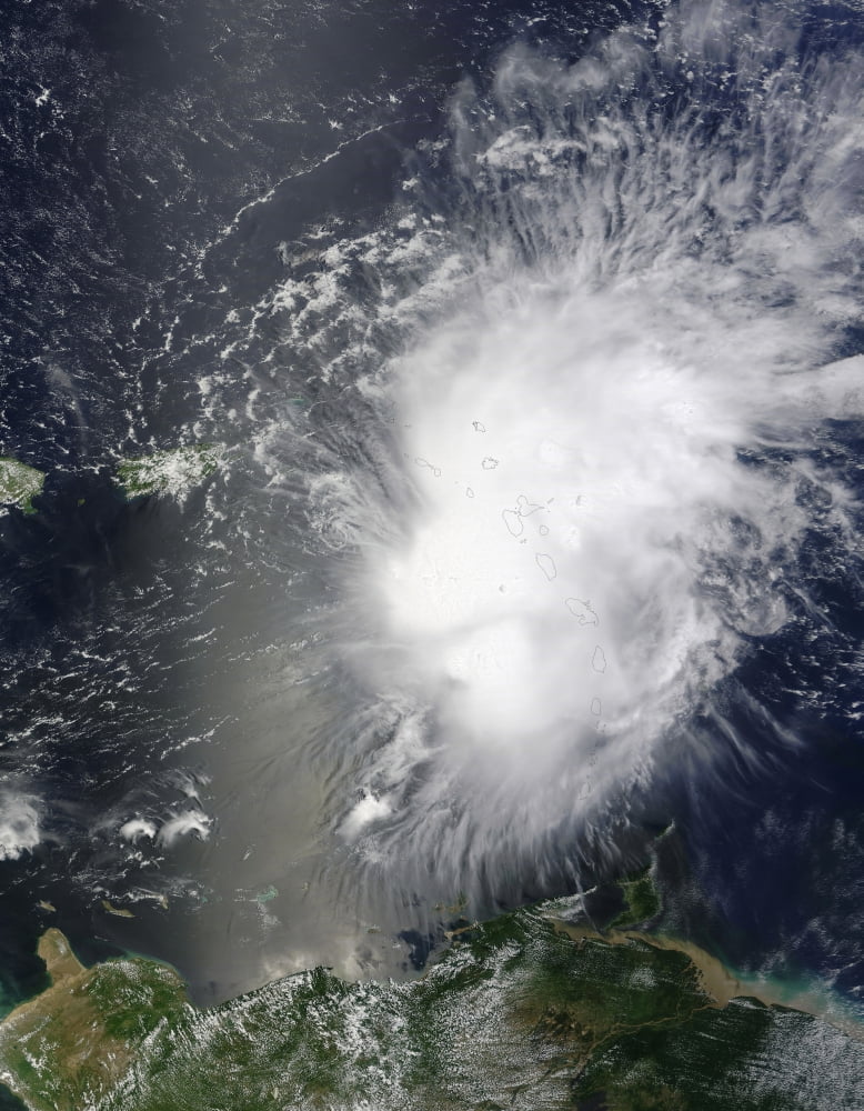Tropical Storm Erika over the Lesser Antilles Islands in the Caribbean Canvas Art - Stocktrek Images (25 x 32)