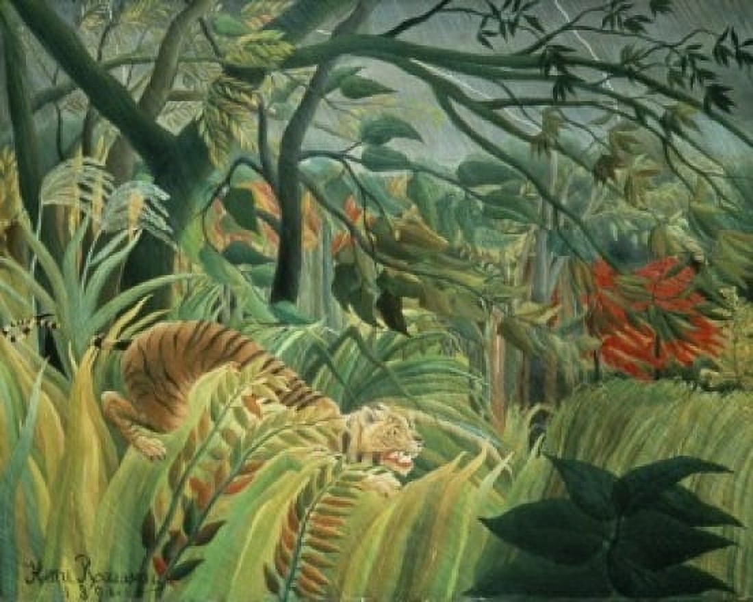 Tropical Storm with Tiger Surprise 1891 Henri Rousseau (1844-1910French) Oil on canvas National Gallery London Canvas Art - Henri Rousseau (24 x 36)