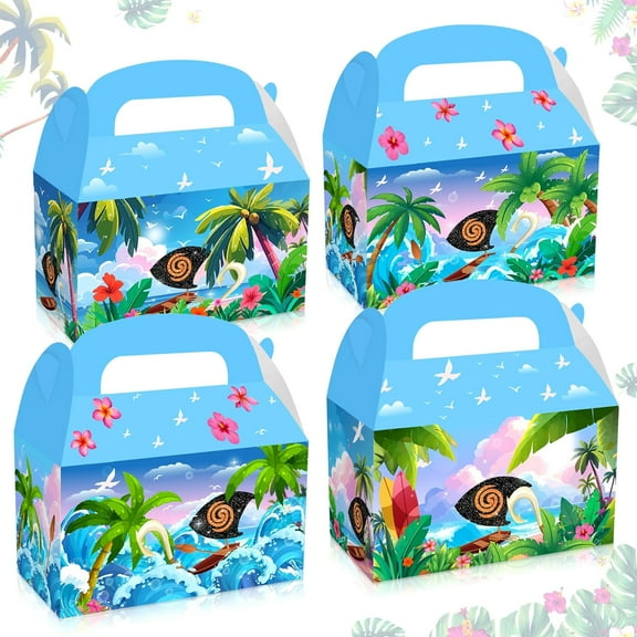 Tropical Style Double-Sided Design Handheld Gift Box Set of 6 - Portable Storage Gift Box for Parties and Celebrations