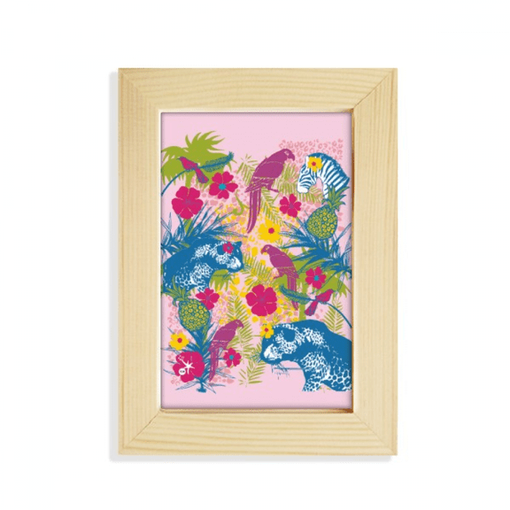 Tropical Style Parrot Bear Pinto Desktop Display Photo Frame Picture Art Painting 5x7 inch