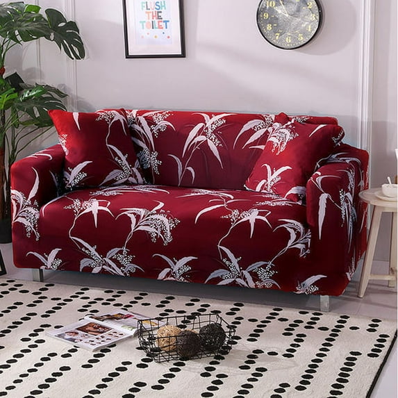 Tropical Style Sofa Cover with Armrest, Floral Sofa Cover, High Elasticity and Waterproof Sofa Cushion (B,S)