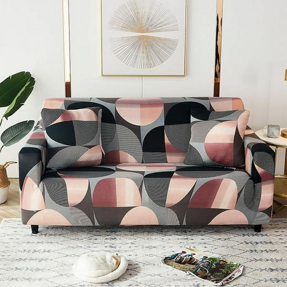 Tropical Style Sofa Cover with Armrest, Floral Sofa Cover, High Elasticity and Waterproof Sofa Cushion (E,L)