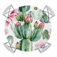 thumbnail image 1 of Tropical Succulent Round Tablecloth for 55-60 Inch Tables, Fitted Table Cover with Elastic Edge, Botanical Plants Pink Floral Waterproof Outdoor Table Cloth Protector for Patio Garden Dinner Picnic, 1 of 9