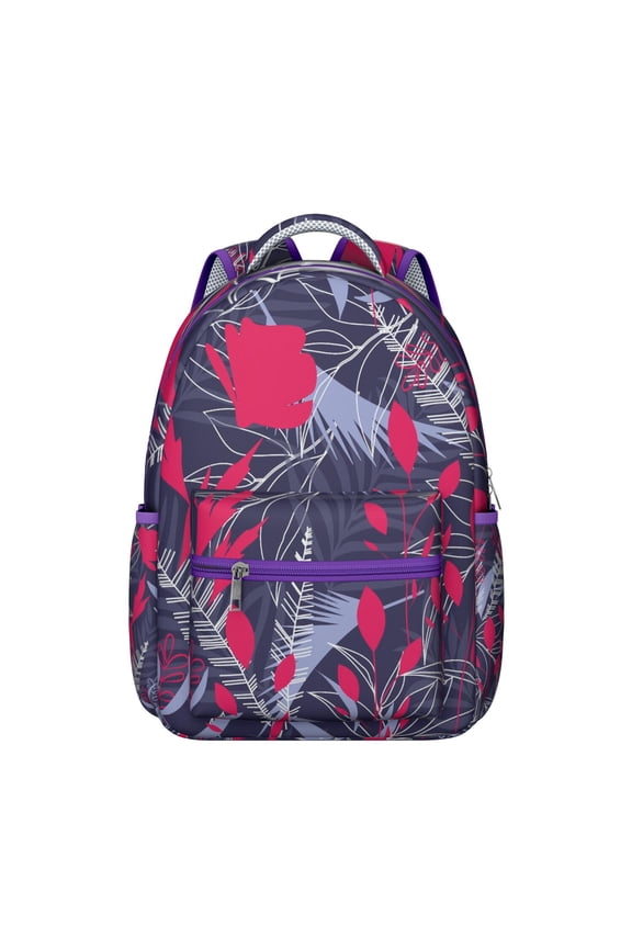 Tropical Summer Backpack for Students Hawaiian Jungle Leaf, Colorful Floral School Bag Lightweight Travel Bag for Students