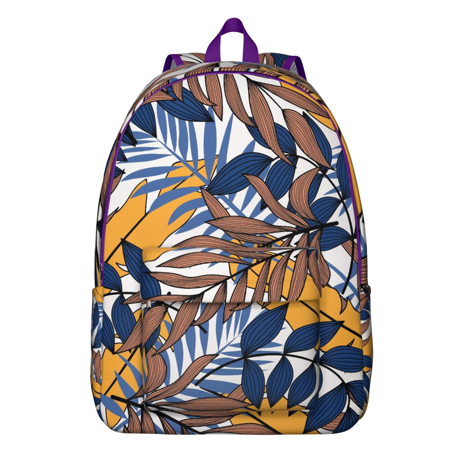Tropical Summer Beach Backpack, Hawaiian Floral School Bag with Jungle ...