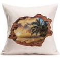 thumbnail image 1 of Tropical Summer Beach Throw Pillow Covers Vintage Brick with Coconut Palm Tree Leaves Exotic Plants Throw Pillow Cases Cotton Linen 18x18 Inches Outdoor Home Decor Cushion Cover, 1 of 4