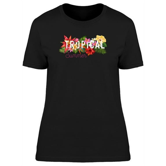 Tropical Summer Cool Flowers T-Shirt Women -Image by Shutterstock, Female XX-Large