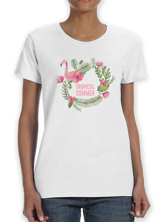 Tropical Summer Flamenco Wreath Graphic Women, Female Small