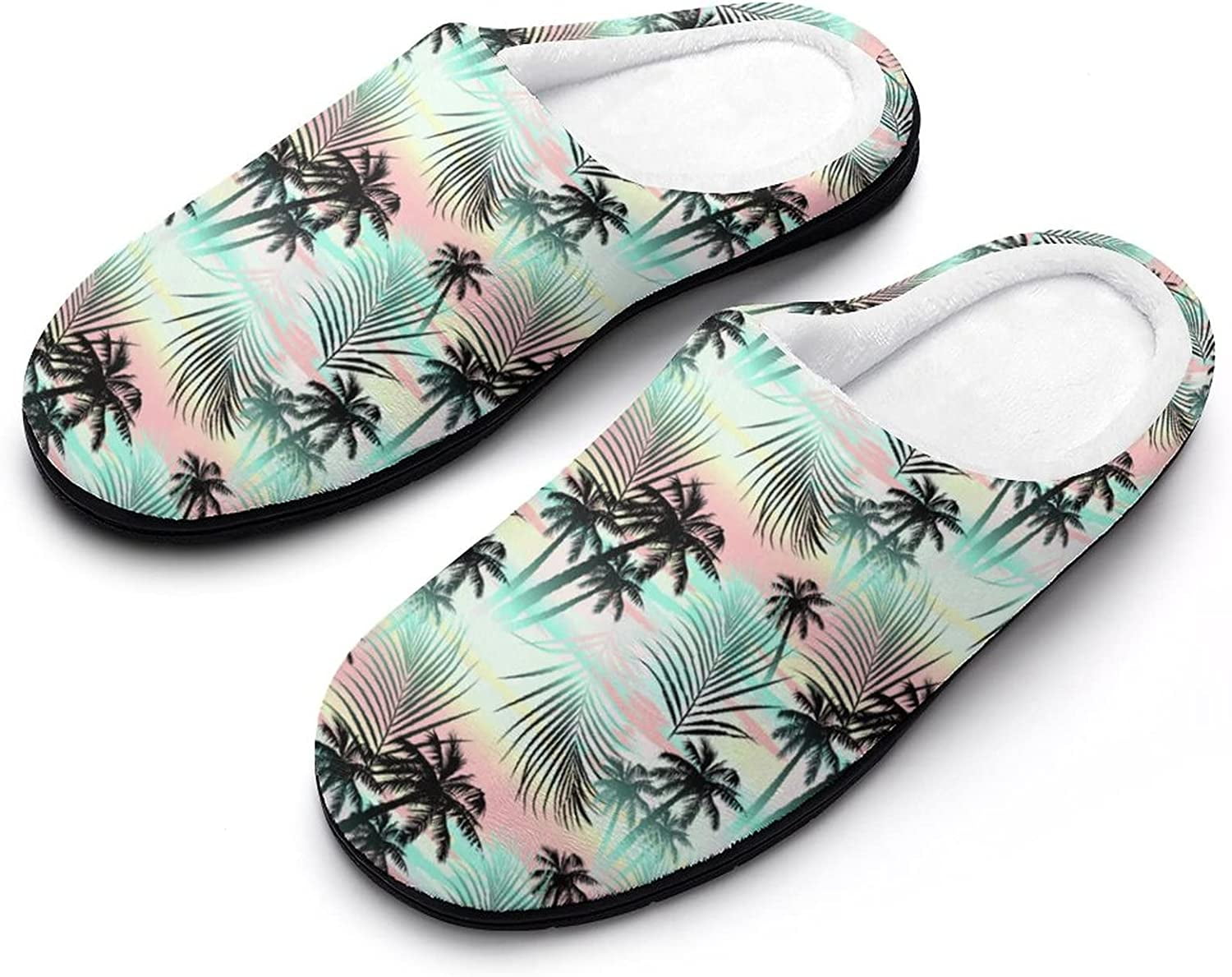 Tropical Summer Palm Tree Men's House Slippers Nonslip Soft Cotton