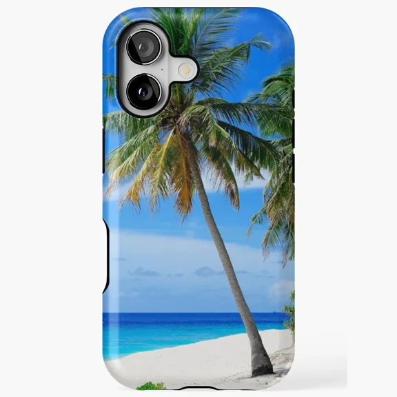 Tropical Summer Palm Tree Ocean Beach Vibe Protective Case for iPhone 11 12 13 14 15 16 17 Pro Max